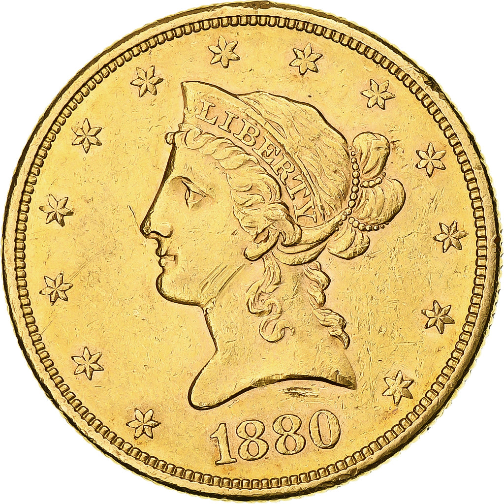 United States, 10 Dollars, Coronet Head, 1880, San Francisco, Gold, AU(50-53)
