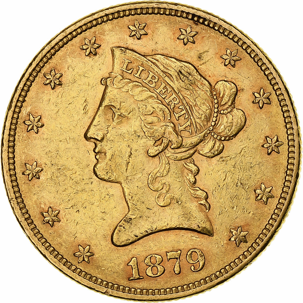 États-Unis, 10 Dollars, Coronet Head, 1879, Philadelphie, Or, TTB, KM:102