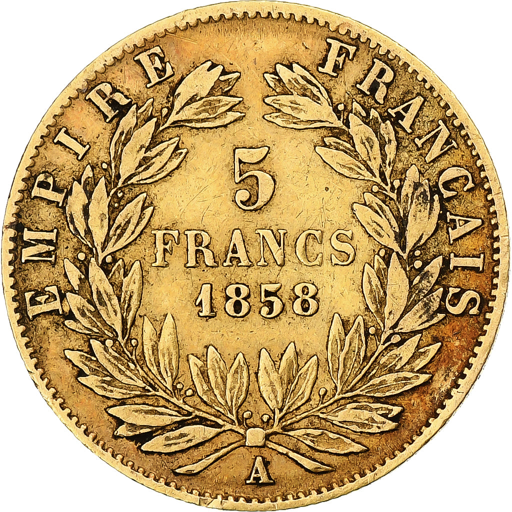 France, 5 Francs, Napoléon III, 1858, Paris, Gold, VF(30-35), Gadoury:1001