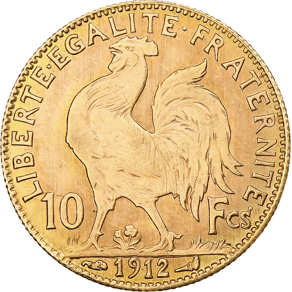 France, 10 Francs, Marianne, 1912, Paris, Gold, AU(50-53), Gadoury:1017, KM:846