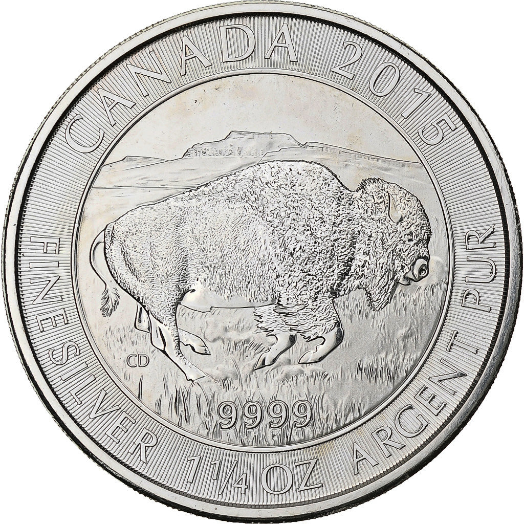 Canada, Elizabeth II, 8 Dollars, Bison, 2015, 1 1/4 OZ, Argento, SPL