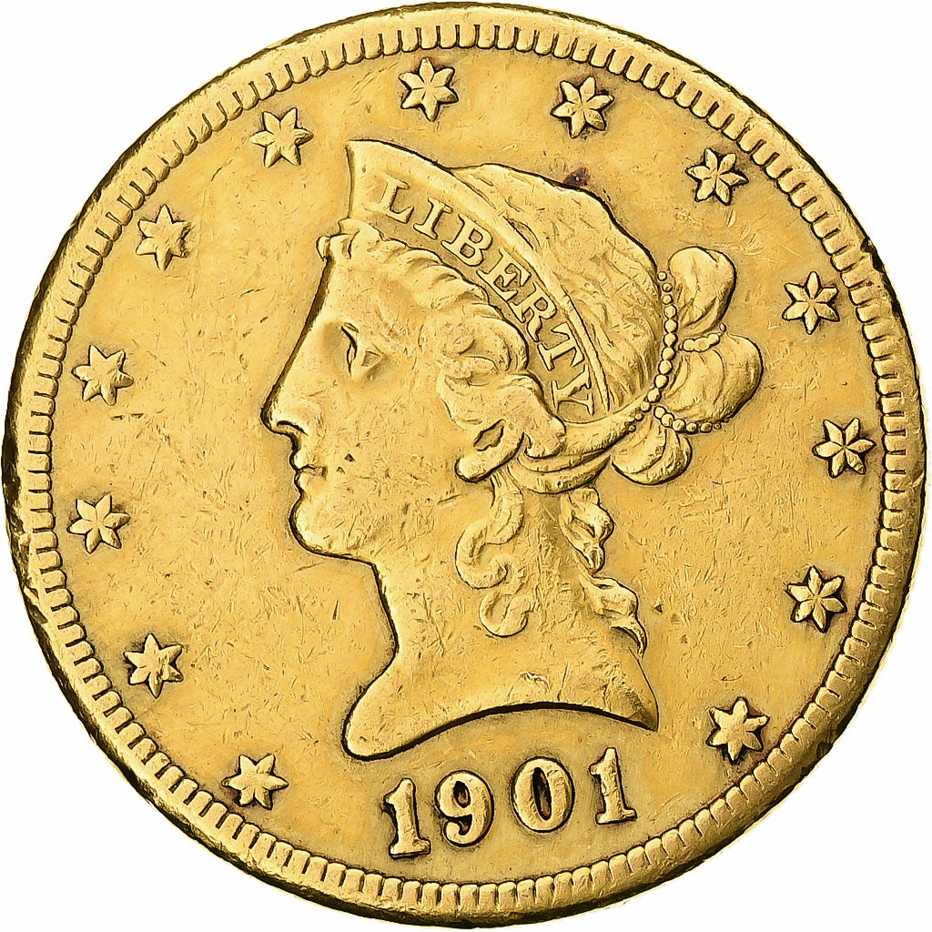 United States, 10 Dollars, Coronet Head, 1901, San Francisco, Gold, EF(40-45)