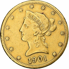 United States, 10 Dollars, Coronet Head, 1901, San Francisco, Gold, EF(40-45)