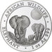 Somália, 100 Shillings, Elephant, 2014, Proof, Prata, MS(65-70)