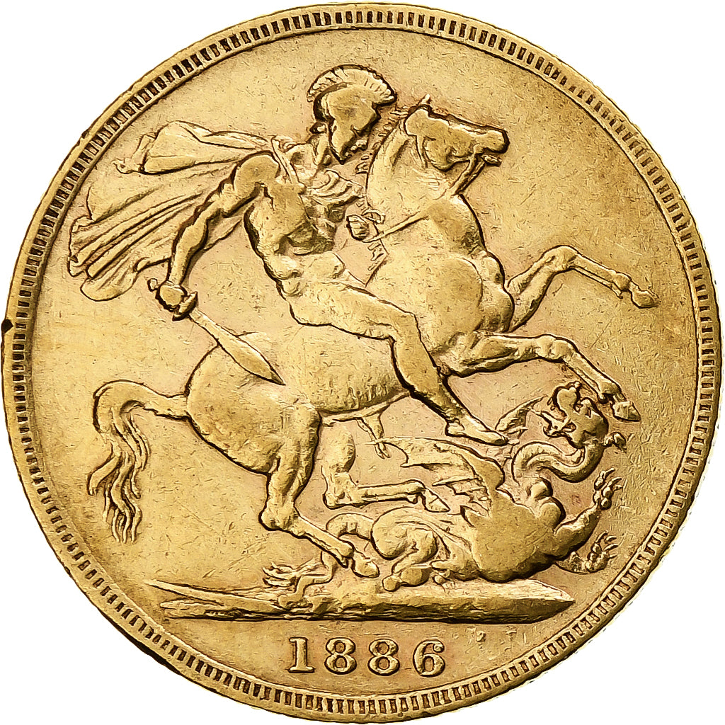 Australia, Victoria, Sovereign, 1886, Melbourne, Gold, EF(40-45), KM:7