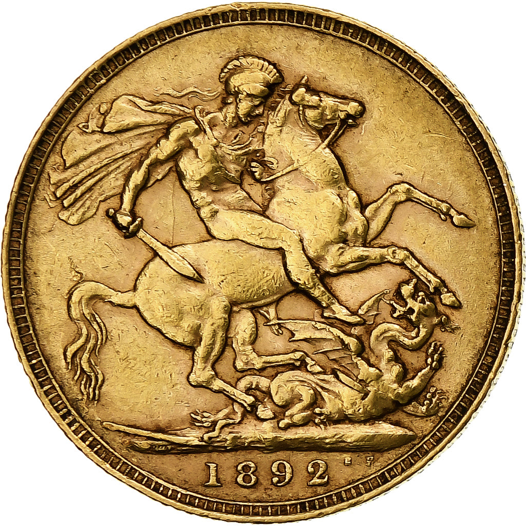 Great Britain, Victoria, Sovereign, 1892, Gold, EF(40-45), KM:767