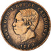 Cambodia, Norodom I, 10 Centimes, 1860, Bronze, EF(40-45), Lecompte:22