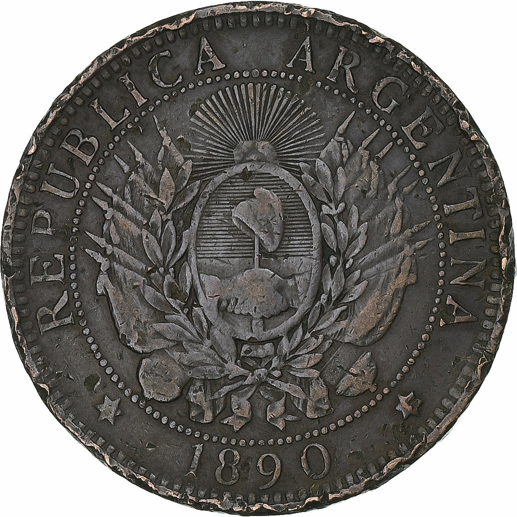 Argentine, 2 Centavos, 1890, Bronze, TB+, KM:33