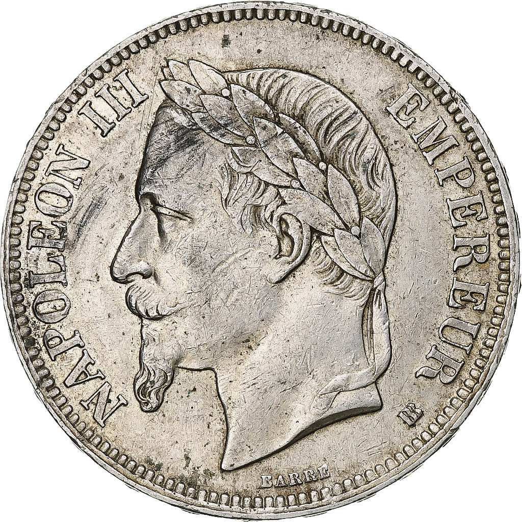 France, Napoleon III, 5 Francs, 1867, Strasbourg, Silver, AU(50-53)