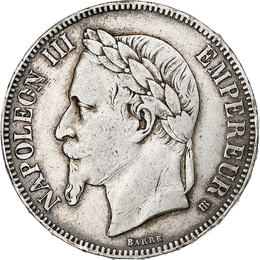 France, Napoleon III, 5 Francs, 1867, Strasbourg, Silver, VF(30-35)
