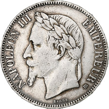 France, Napoleon III, 5 Francs, 1867, Strasbourg, Silver, VF(30-35)