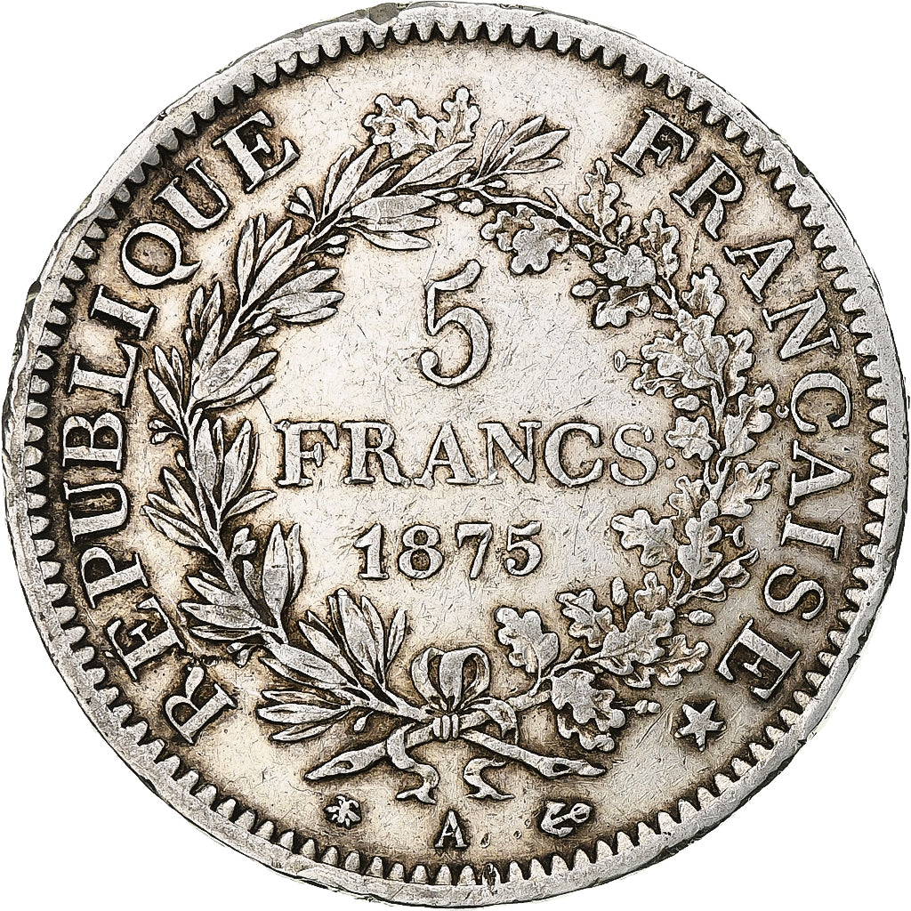 France, 5 Francs, Hercule, 1875, Paris, Argent, TTB, Gadoury:745a, KM:820.1