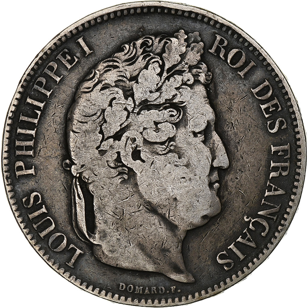 Francia, 5 Francs, Louis-Philippe, 1833, Perpignan, Argento, MB, Gadoury:678