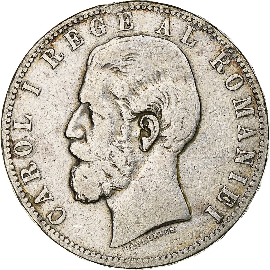 Romania, Carol I, 5 Lei, 1883, Bucharest, Argento, MB, KM:17.1