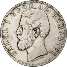 Romania, Carol I, 5 Lei, 1883, Bucharest, Argento, MB, KM:17.1