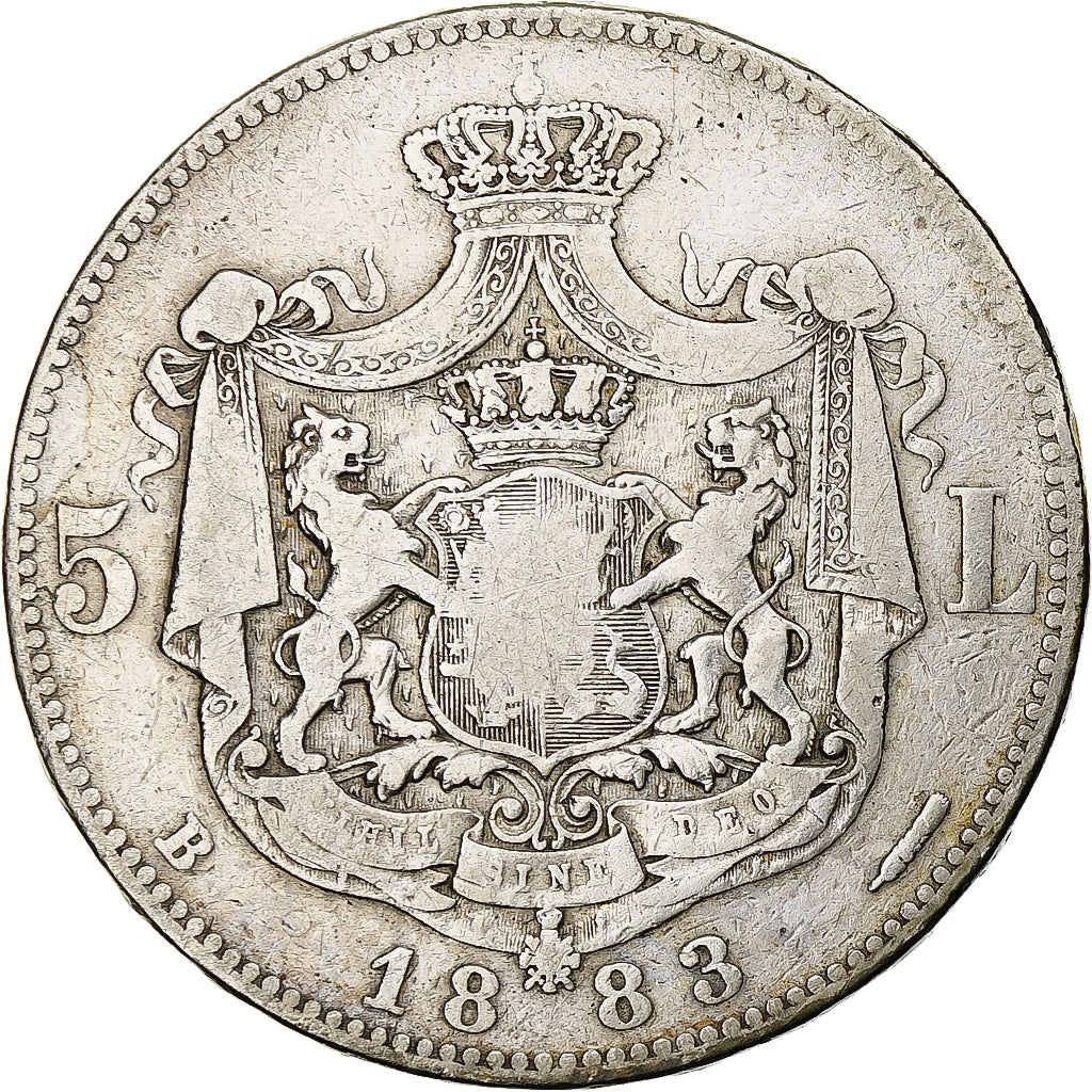 Romania, Carol I, 5 Lei, 1883, Bucharest, Argento, MB, KM:17.1