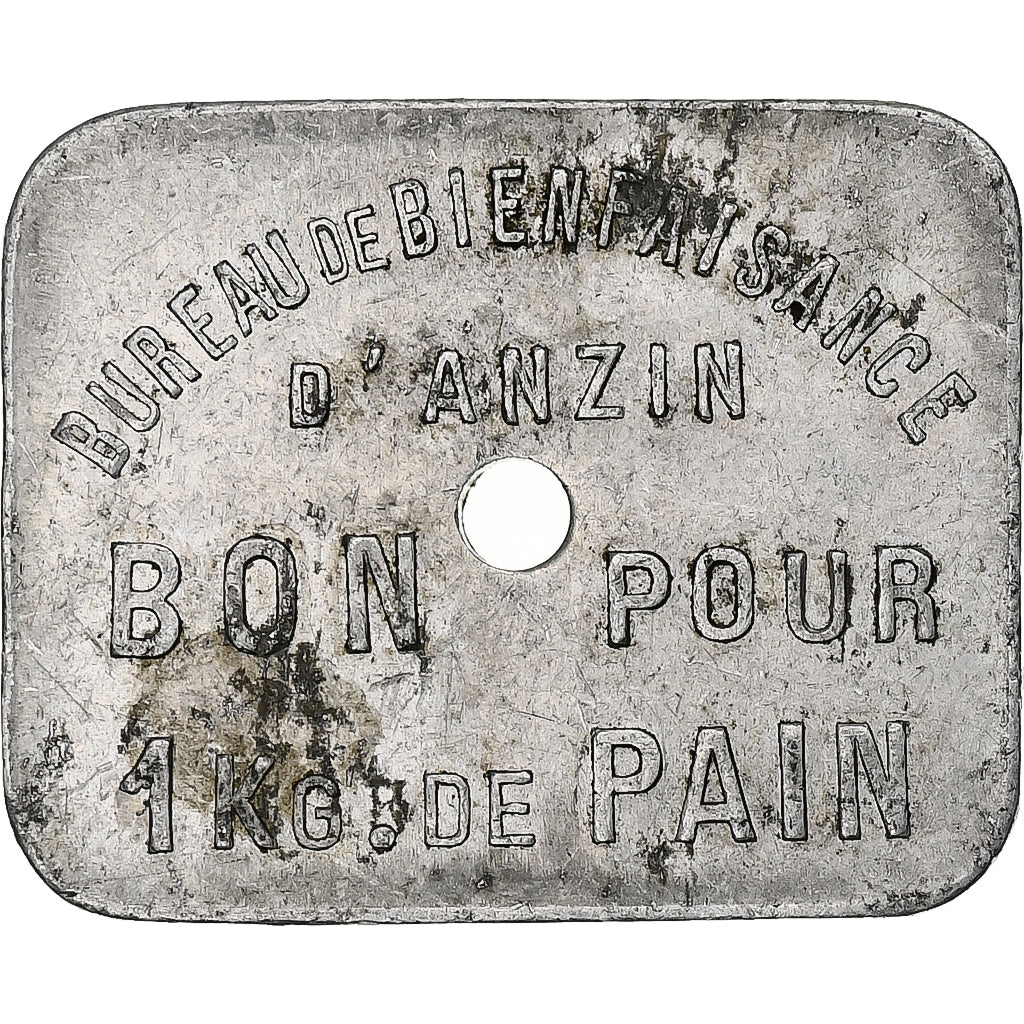 France, Bureau de Bienfaisance d'Anzin, 1 kg Pain, Aluminium, EF(40-45)
