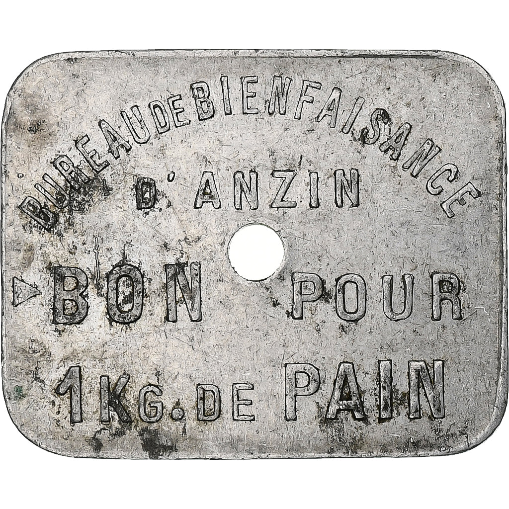 France, Bureau de Bienfaisance d'Anzin, 1 kg Pain, Aluminium, EF(40-45)