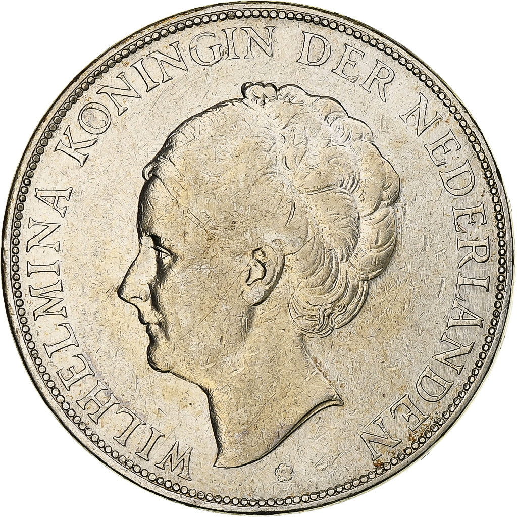 Holandia, Wilhelmina I, 2-1/2 Gulden, 1930, Srebro, AU(50-53), KM:165