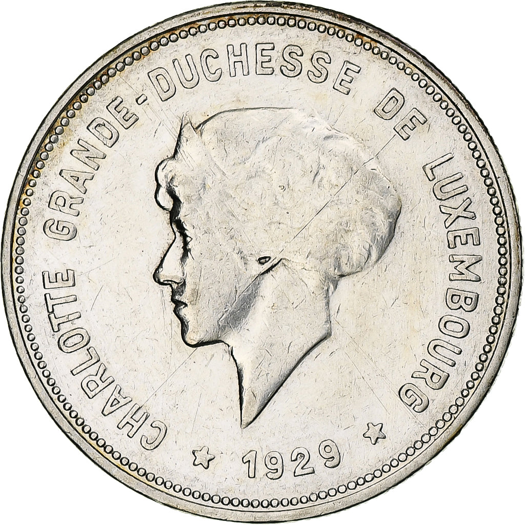Lussemburgo, Charlotte, 5 Francs, 1929, Argento, BB+, KM:38