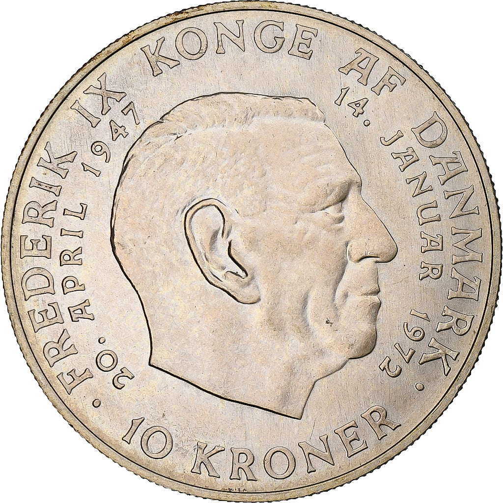 Danemark, Margrethe II, 10 Kroner, 1972, Copenhagen, Argent, SUP, KM:858