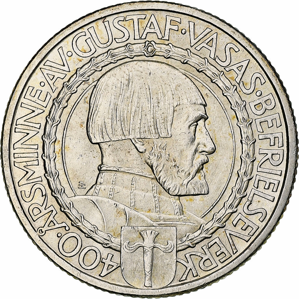 Svezia, Gustaf V, 2 Kronor, 1921, Argento, SPL-, KM:799
