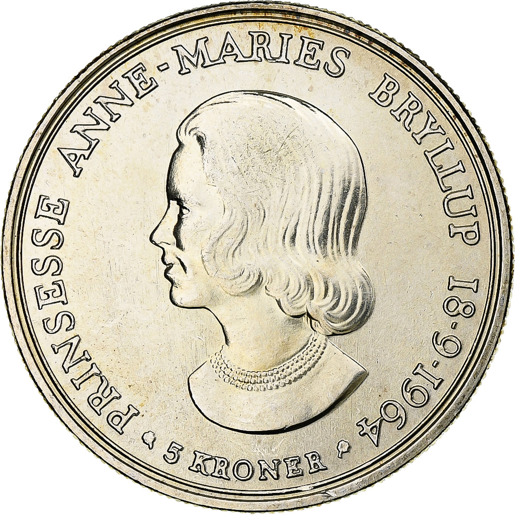 Denemarken, Frederik IX, 5 Kroner, 1964, Copenhagen, Zilver, PR, KM:854