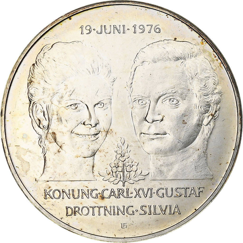 Suède, Carl XVI Gustaf, 50 Kronor, 1976, Argent, SUP, KM:854
