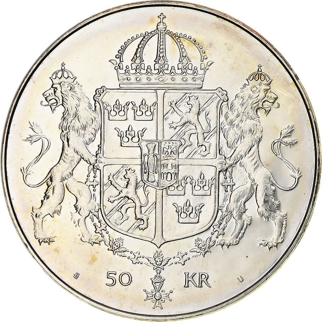 Suède, Carl XVI Gustaf, 50 Kronor, 1976, Argent, SUP, KM:854