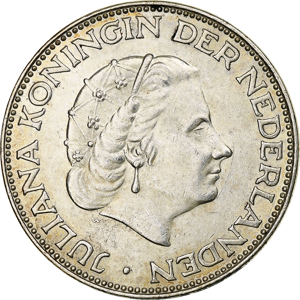 Netherlands, Juliana, 2-1/2 Gulden, 1962, Silver, AU(55-58), KM:185