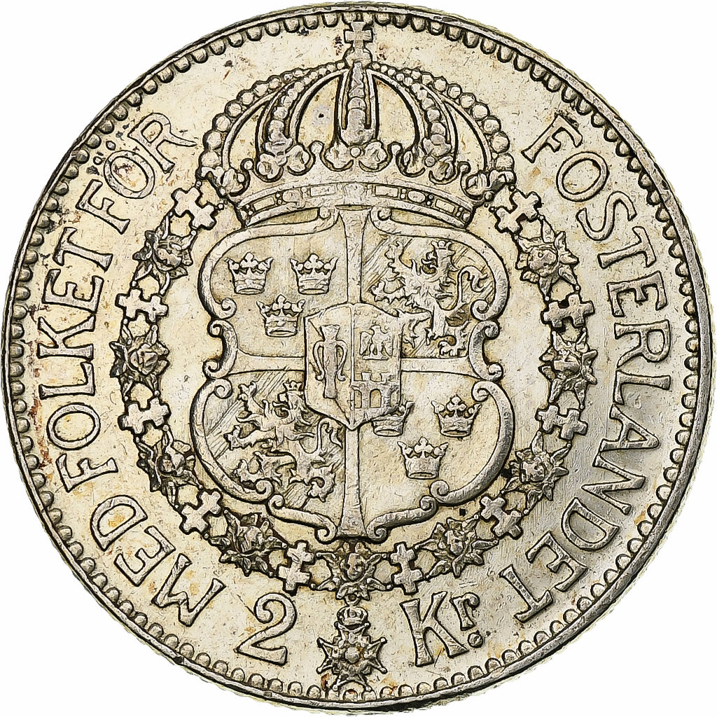 Suède, Gustaf V, 2 Kronor, 1939, Argent, TTB+, KM:787