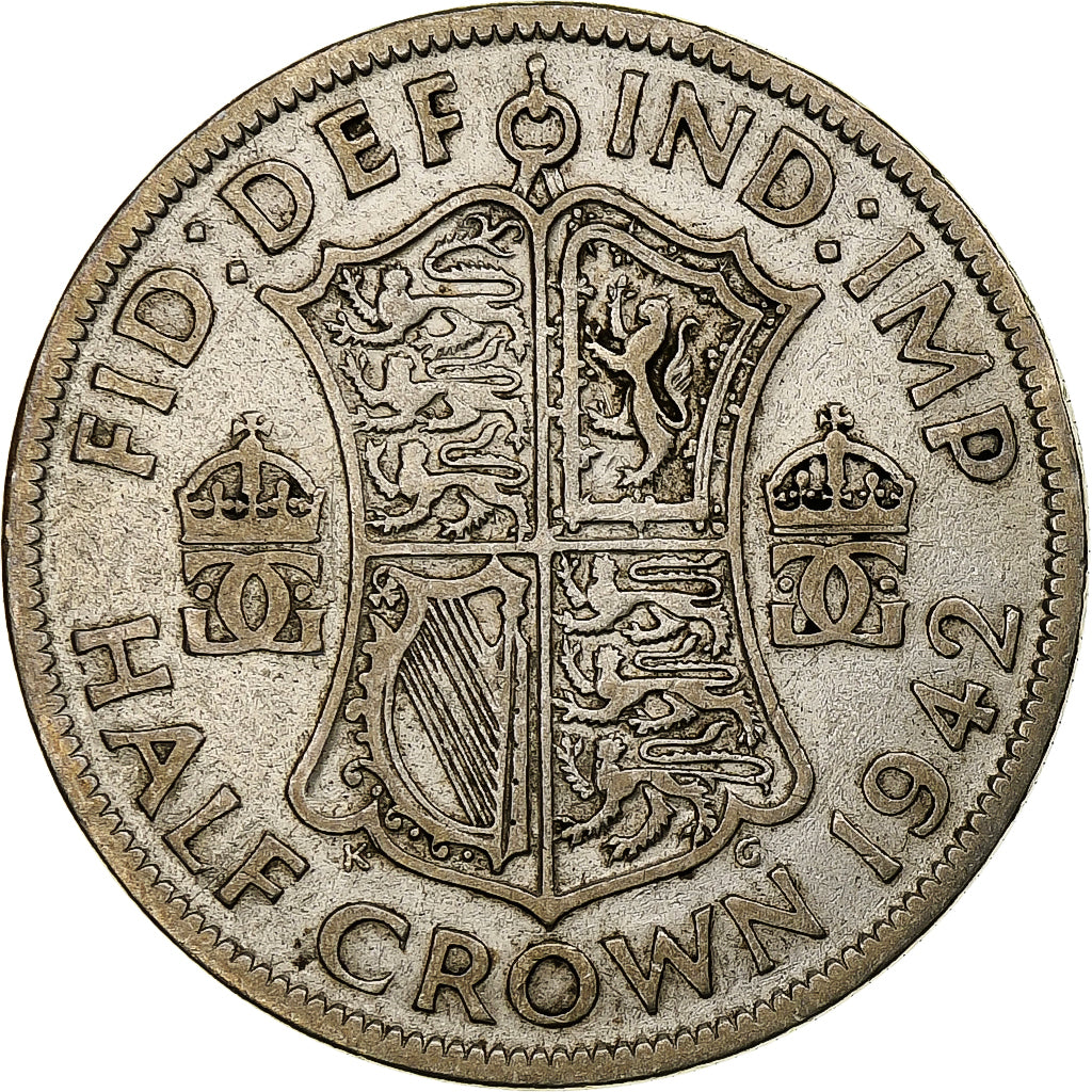 Grã-Bretanha, George VI, 1/2 Crown, 1942, Prata, VF(30-35), KM:856