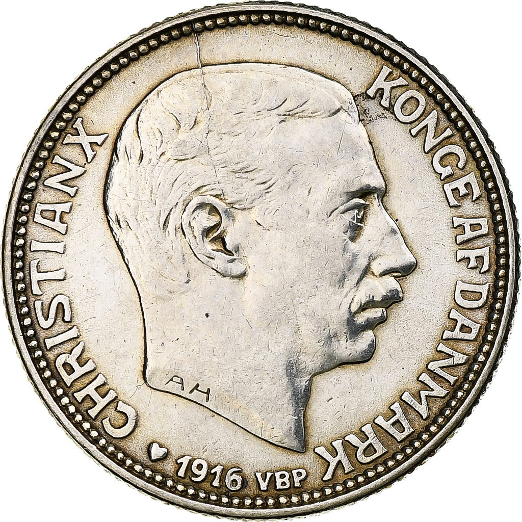 Danemark, Christian X, Krone, 1916, Copenhagen, Argent, TTB, KM:819