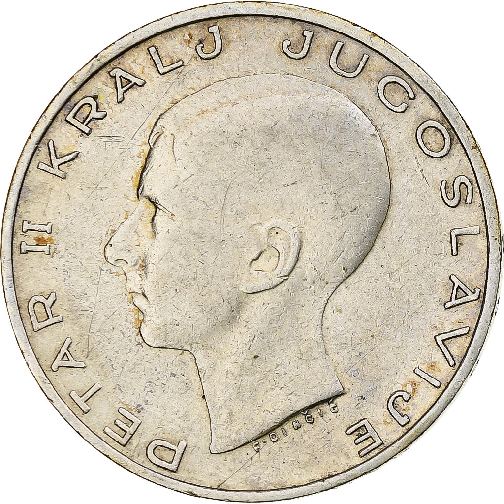 Yugoslavia, Petar II, 20 Dinara, 1938, Silver, EF(40-45), KM:23
