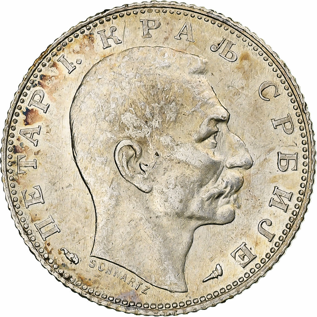 Serbia, Peter I, Dinar, 1915, Argento, SPL-, KM:25.1