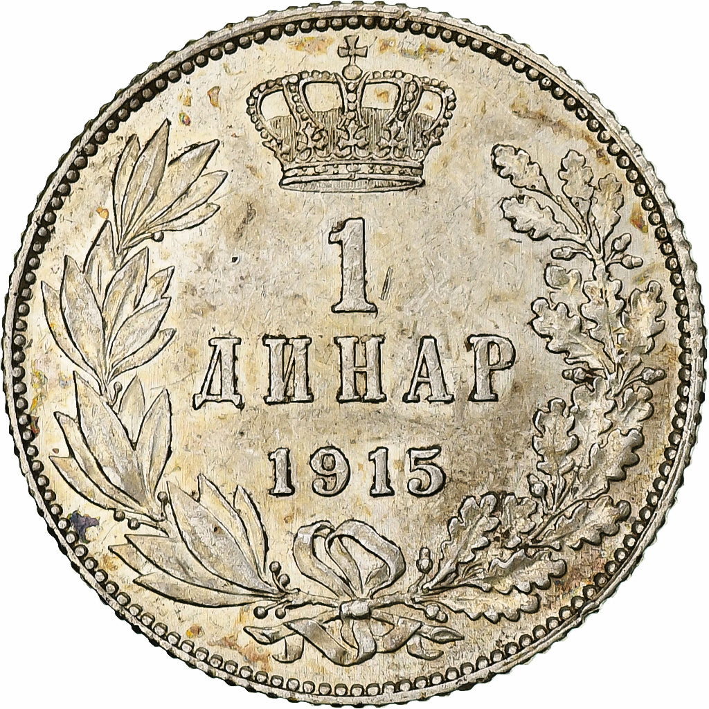Serbia, Peter I, Dinar, 1915, Argento, SPL-, KM:25.1
