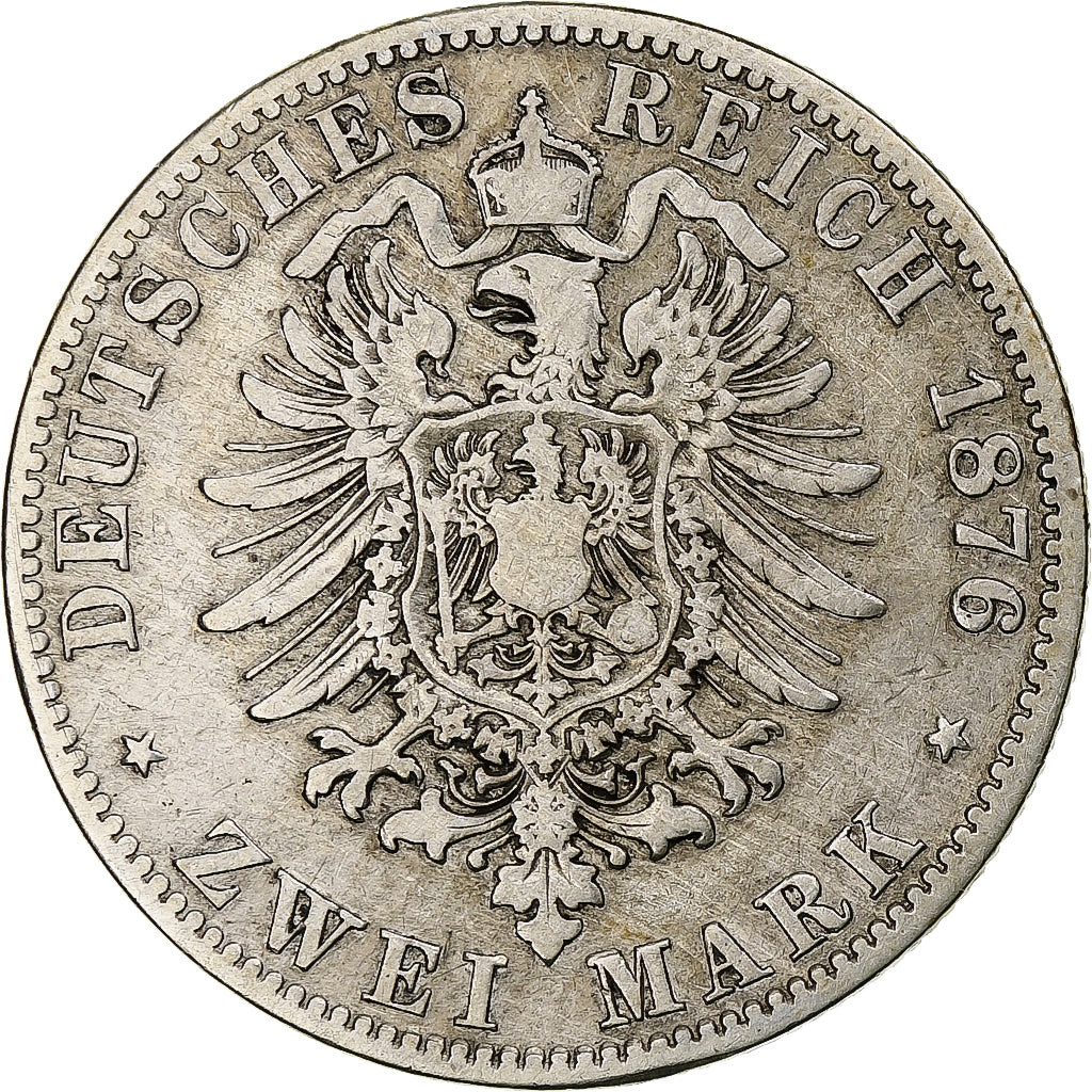 German States, PRUSSIA, Wilhelm I, 2 Mark, 1876, Berlin, Silver, VF(30-35)