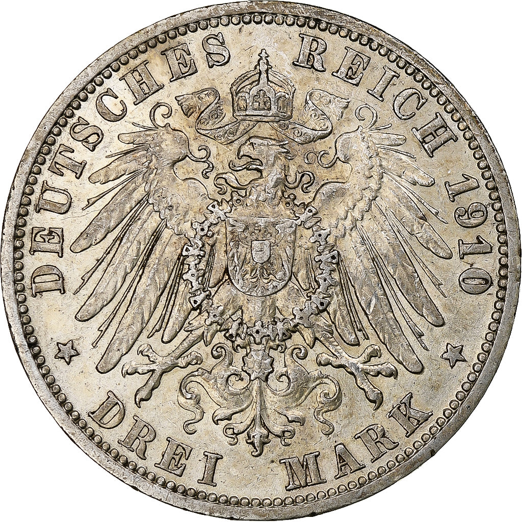 Stati tedeschi, PRUSSIA, Wilhelm II, 3 Mark, 1910, Berlin, Argento, SPL-, KM:527