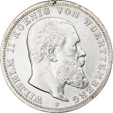 German States, WURTTEMBERG, Wilhelm II, 3 Mark, 1909, Freudenstadt, Silver