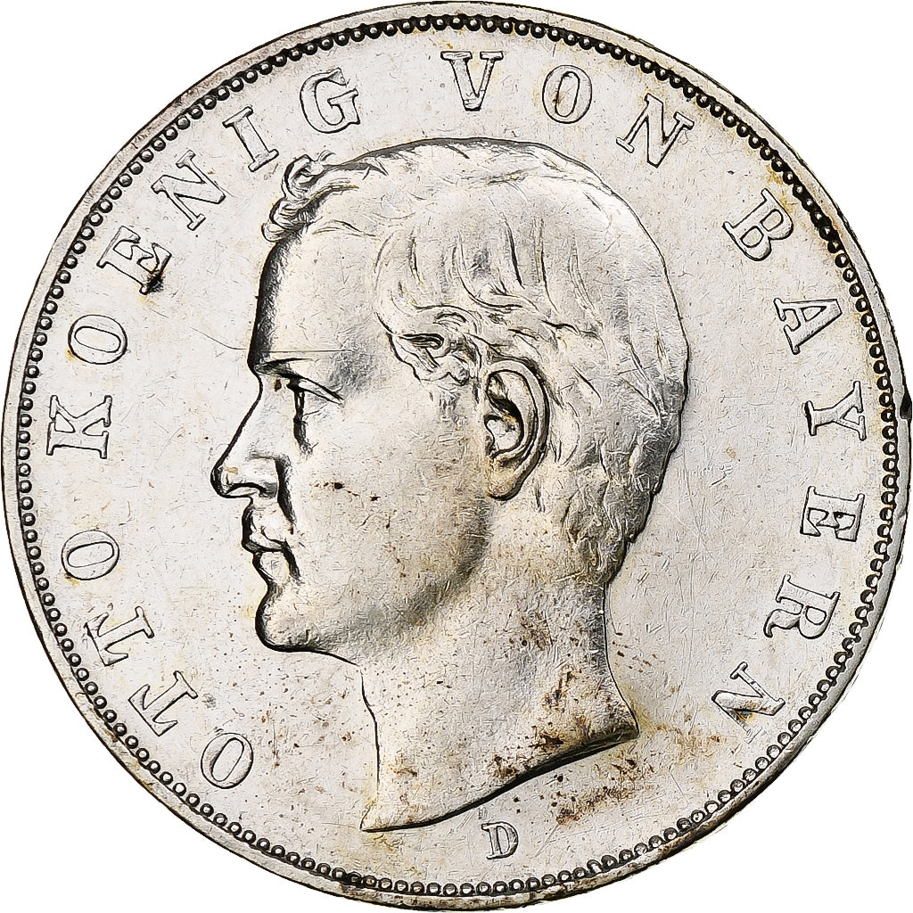 Stati tedeschi, BAVARIA, Otto, 3 Mark, 1912, Munich, Argento, BB+, KM:996