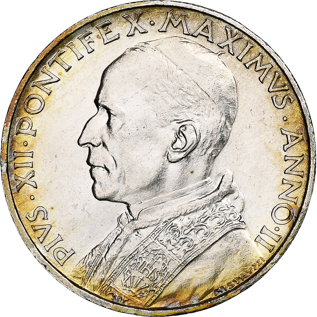 VATICAN CITY, Pius XII, 5 Lire, 1940, Rome, Silver, MS(65-70), KM:28