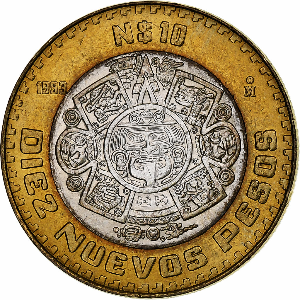 Mexique, 10 Nuevo Pesos, 1993, Mexico City, Bimétallique, FDC, KM:553