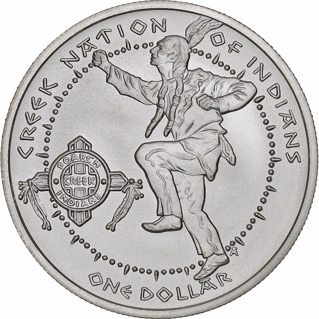 États-Unis, Dollar, Poarch Creek Indians, 2007, Flan mat, Argent, FDC