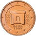 Malta, Euro Cent, 2008, Paris, Copper Plated Steel, UNC-, KM:125