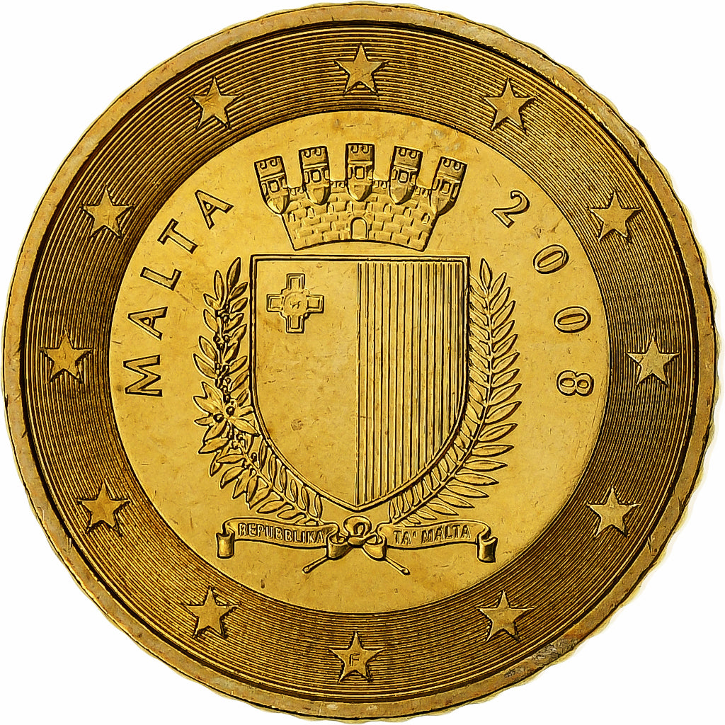 Malta, 50 Euro Cent, 2008, Paris, Brass, MS(63), KM:130