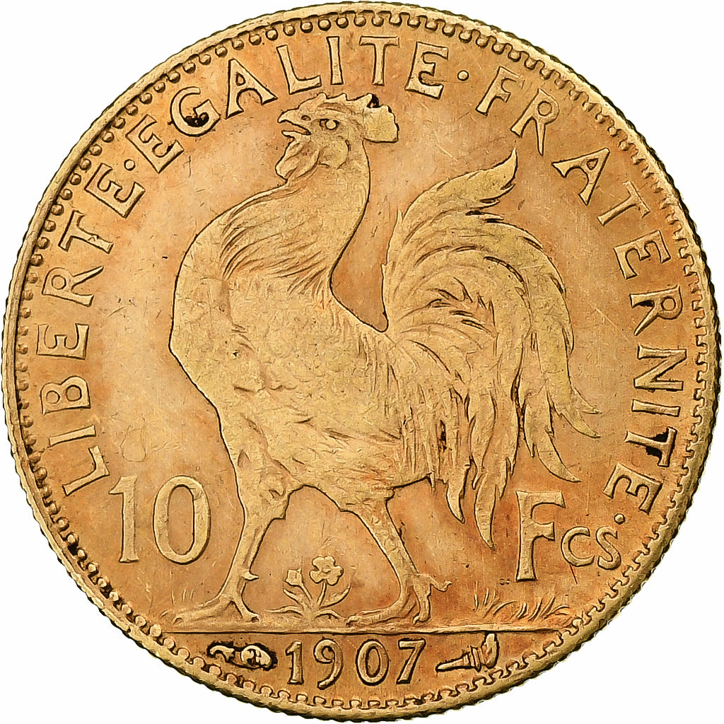 Frankrijk, 10 Francs, Marianne, 1907, Paris, Goud, ZF, Gadoury:1017, KM:846
