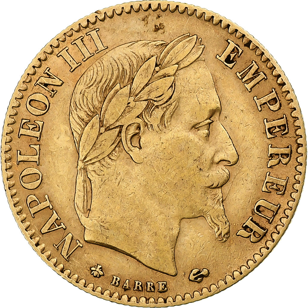 Francja, Napoleon III, 10 Francs, 1868, Paris, Złoto, VF(30-35), Gadoury:1015