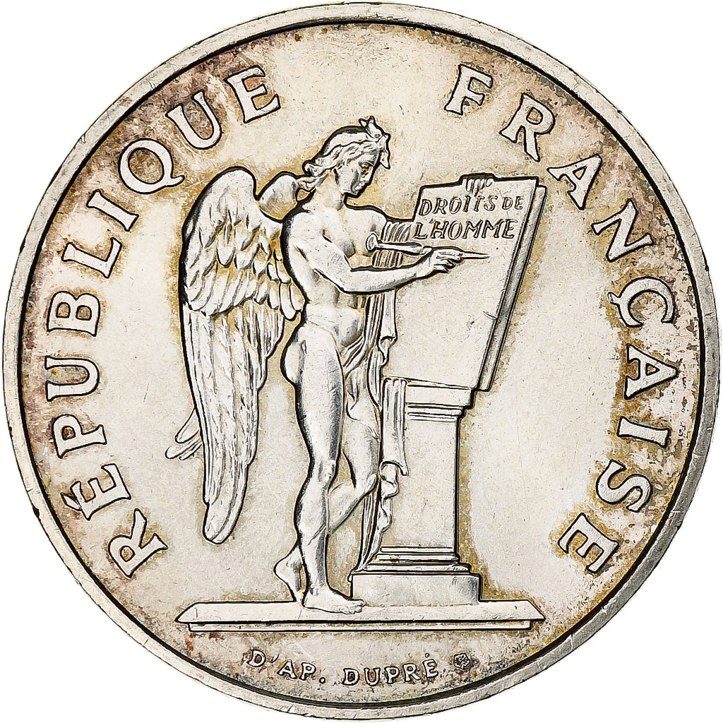 Frankrijk, 100 Francs, Droits de l'Homme, 1989, Zilver, PR, Gadoury:904, KM:970