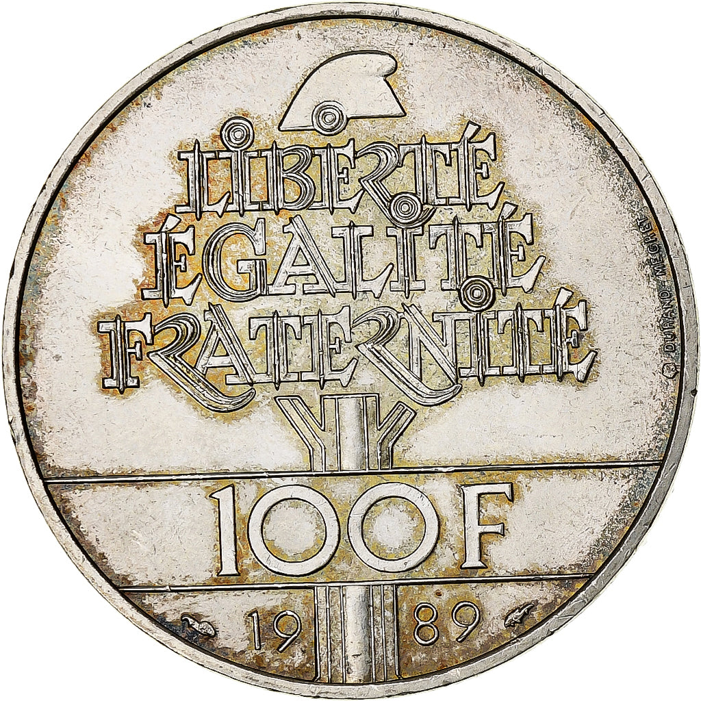 Frankrijk, 100 Francs, Droits de l'Homme, 1989, Zilver, PR, Gadoury:904, KM:970