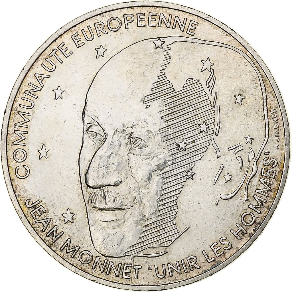 Frankreich, 100 Francs, Jean Monnet, 1992, Silber, VZ, Gadoury:907, KM:1120